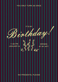 Pinstripe Backdrop - Birthday Invitation by Sam Crosby