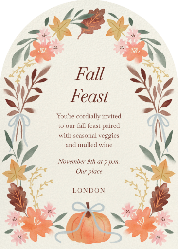 Autumn Pumpkin Floral Invitation