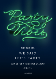 Party Vibes Green Neon Sign - Bachelorette Party Invitation by Cheree Berry Paper & Design