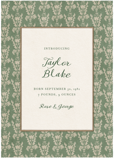 Baroque Backdrop - Birth Announcement by Fin Fellowes - Back