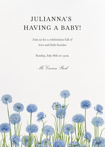 Blue Allium Stage - Baby Shower Invitation by Oscar de la Renta
