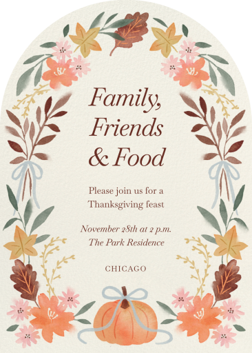Autumn Floral Pumpkin Invitation