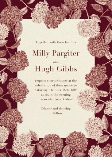 Hydrangea Border - Wedding Invitation by Liberty