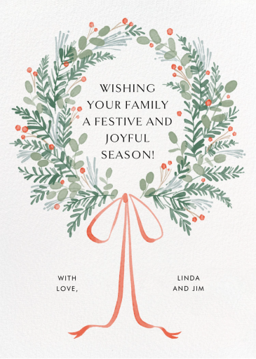 Watercolor Holly Wreath - Holiday Card by Paperless Post