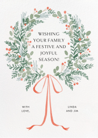 Watercolor Holly Wreath by Paperless Post