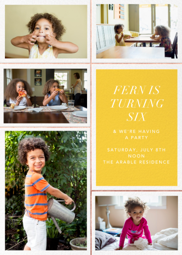Photo Collage Yellow Gold Invitation