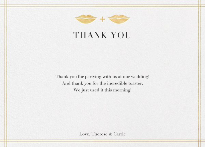 Lips and Stache (Wedding Stationery) - Thank You Card by Jonathan Adler