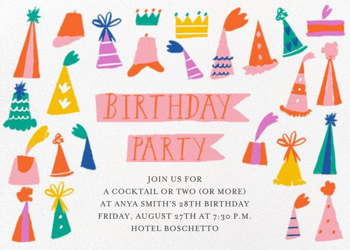 Hats on Parade - Birthday Invitation by Mr. Boddington's Studio