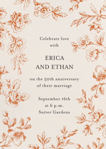 Rust Floral Anniversary Invitation