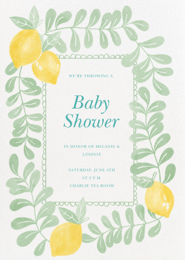 Lemon and Blue Leaves Invitation