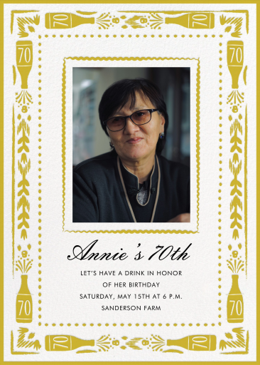 Photo Gold 70th Birthday Invitation