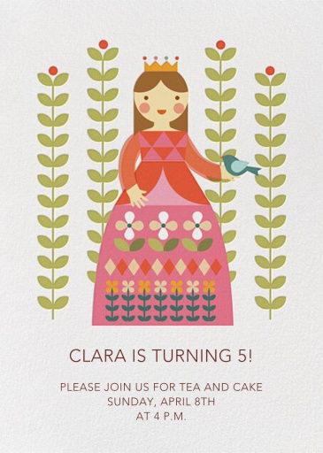 Princess and Flora - Birthday Invitation by Petit Collage