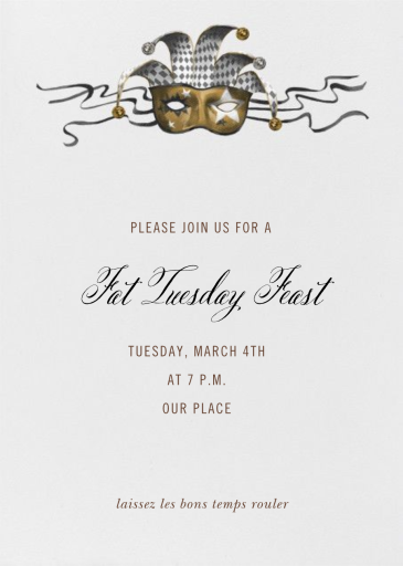 Harlequin Mask - Mardi Gras Invitation by Paperless Post