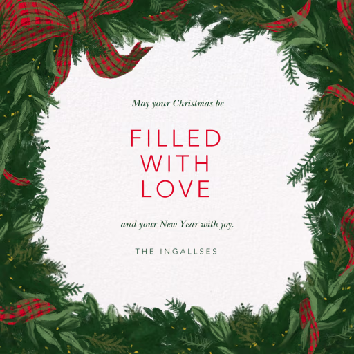 Plaid Wreath Frame - Christmas Card by Paperless Post