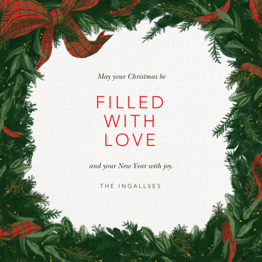 Plaid Wreath Frame - Christmas Card by Paperless Post