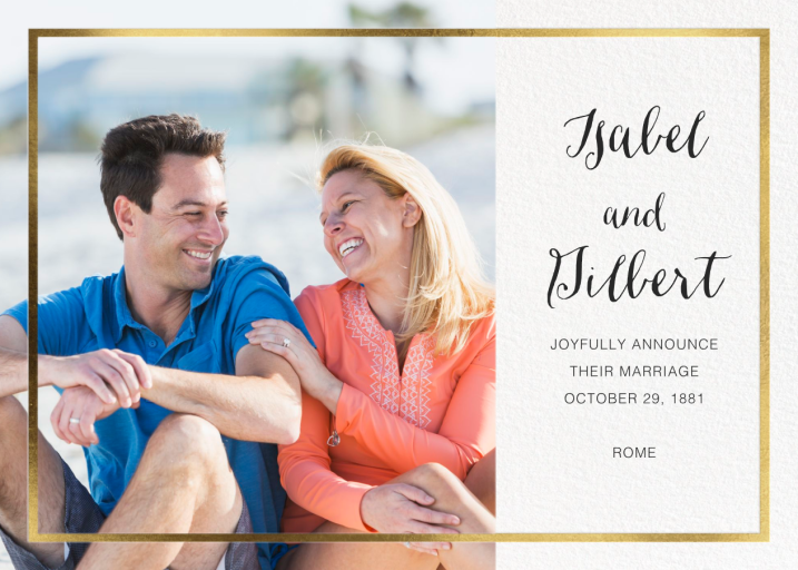 Simple Gold Border (Photo) - Wedding Announcement by Paperless Post