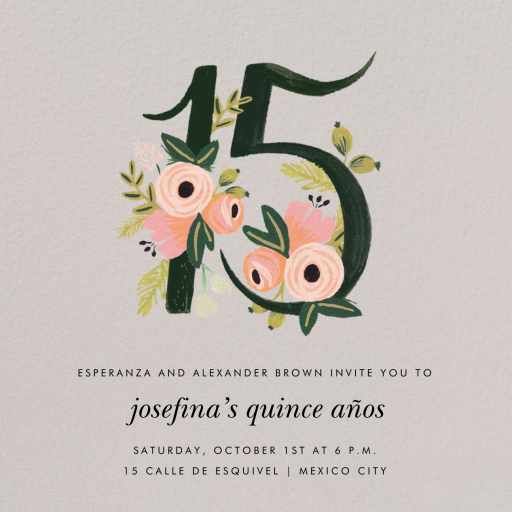 Botanic Numerals - Quinceañera Invitation by Rifle Paper Co.