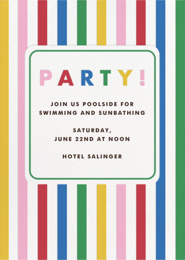 Colorful Stripes - Pool Party Invitation by Hello!Lucky