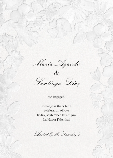 Enchanted Garden Embossed - Engagement Party Invitation by Oscar de la Renta