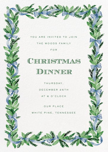 Blue Pines (Sally King McBride) - Winter Party Invitation by Dogwood Hill