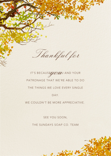 Autumn Boughs - Business Thanksgiving Card by Felix Doolittle