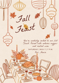 Invitación a la cena de otoño con farolillos
