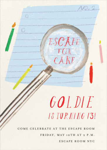 Escape for Cake - Invitation by Mr. Boddington's Studio