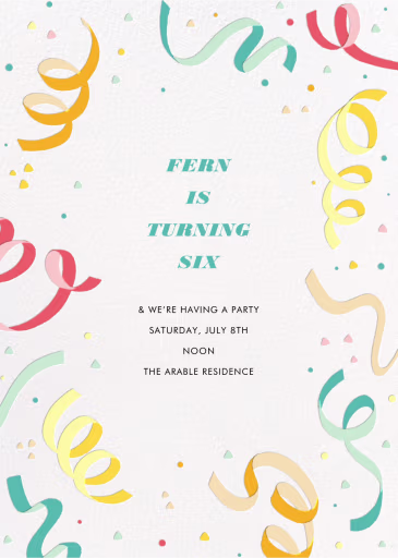 Confetti and Streamers - Birthday Invitation by Paperless Post
