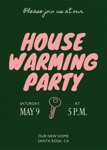 Motivo clave: invitación a la fiesta de inauguración de la casa por Paperless Post