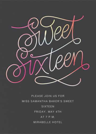 Neon Sixteen - Sweet 16 Invitation by Paperless Post