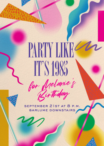 Retro Memphis Geometric Invitation