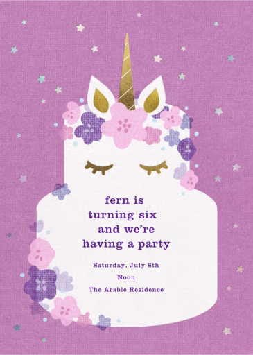 Unicorn Cake - Birthday Invitation by Paperless Post