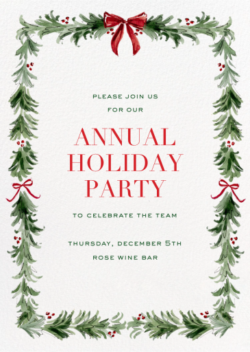 Watercolor Garland (Riley Sheehey) - Corporate Holiday Party Invitation by Dogwood Hill