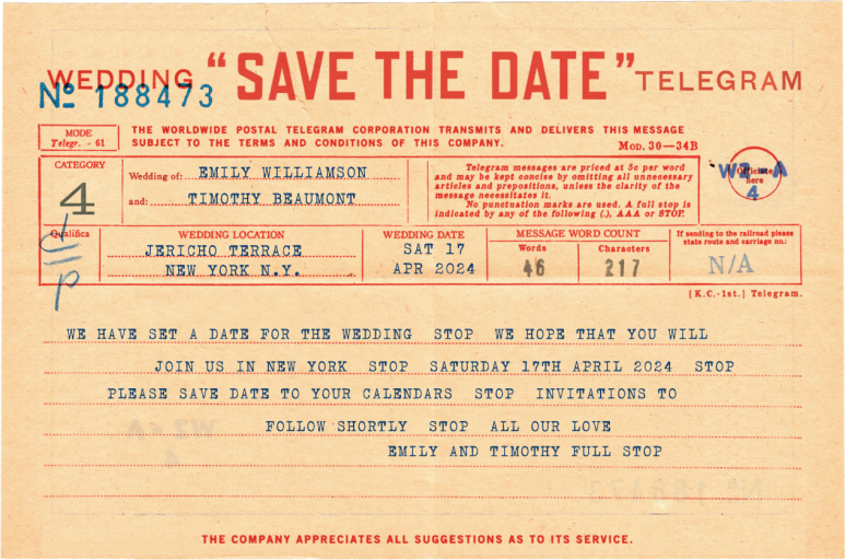 Save the Date Stop - Save the Date by Annie Atkins