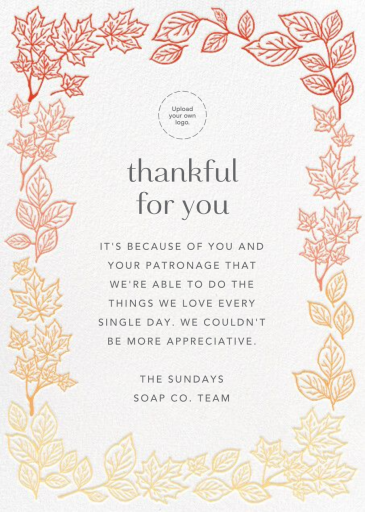 Fall Colors - Business Thanksgiving Card by Paper Source