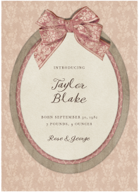 Vintage Bow Damask Announcement
