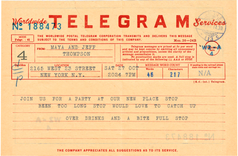 On the Gram - Celebration Invitation by Annie Atkins