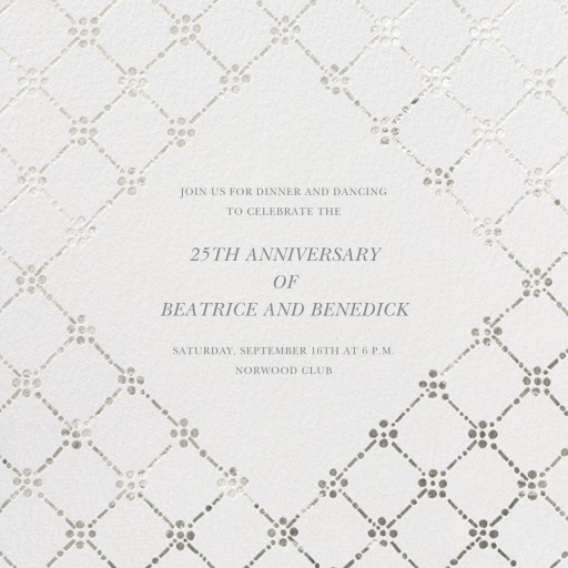 Pearl Embroidery (Square) - Anniversary Invitation by Oscar de la Renta