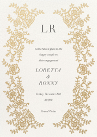 Gold Filigree Floral - Engagement Party Invitation by  Monique Lhuillier