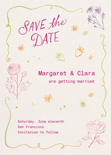 Berries and Blossoms - Save the Date by Kirby x Art