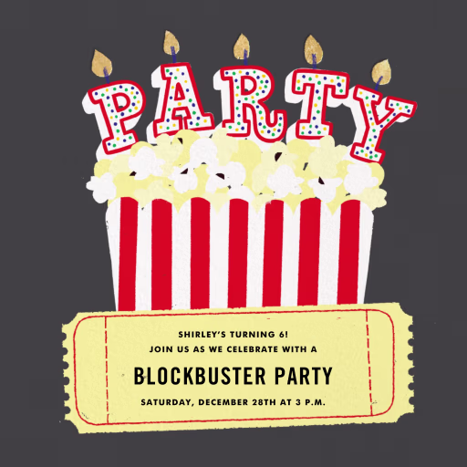 Popcorn Blockbuster Party - Birthday Invitation by Paperless Post