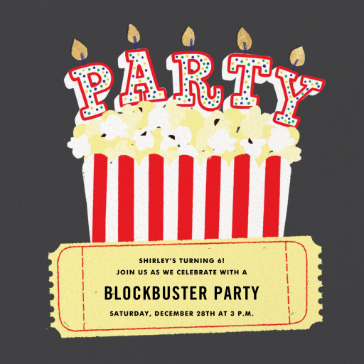 Fiesta de cine con palomitas de Paperless Post