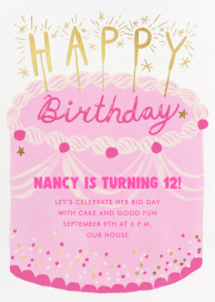 Pink Birthday Cake Invitation
