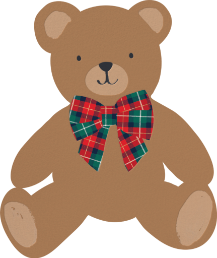 Plaid Bow Teddy Bear Invitation