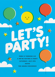Balloons Aloft - Birthday Invitation by The Indigo Bunting