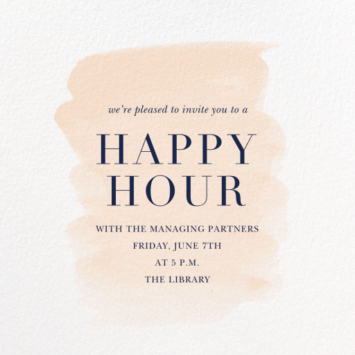 Basic Brushstroke - Happy Hour Invitation by Sugar Paper