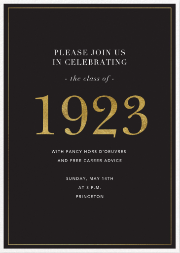 Classic Black and Gold Border - Graduation Party Invitation by Sugar Paper