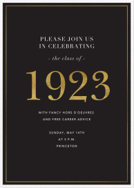 Classic Black and Gold Border - Graduation Party Invitation by Sugar Paper