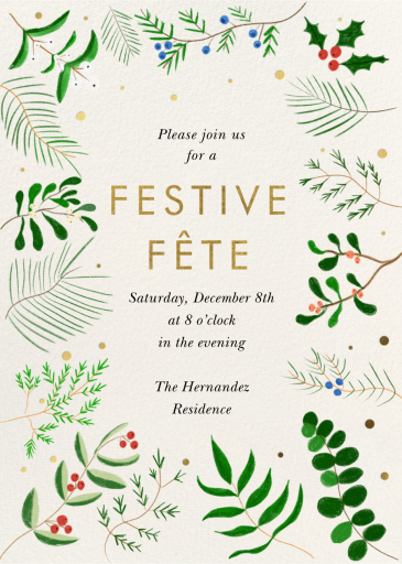 Fresh and Festive - Christmas Party Invitation by Carolyn Suzuki Studio