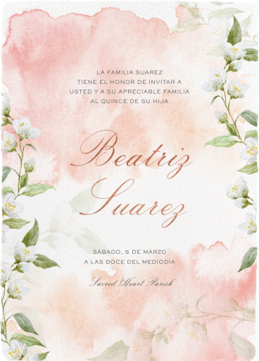 Watercolor Florals - Quinceañera Invitation by Sketch Design Studio